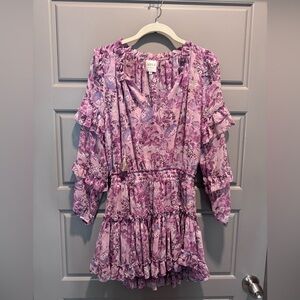 Misa Los Angeles Purple/Lilac Floral Long Sleeve Mini Dress